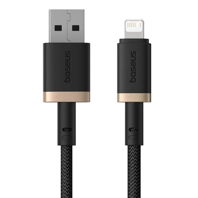 Cablu de Date USB la Lightning, 2.4A, 2m - Baseus Dura - Gold / Black
