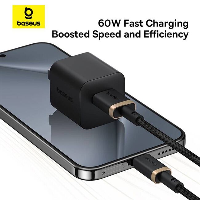 Cablu de Date USB la Type-C, 60W, 1m - Baseus Dura - Gold / Black