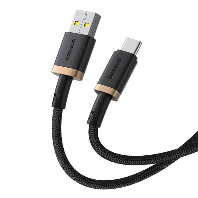 Cablu de Date USB la Type-C, 60W, 2m - Baseus Dura - Gold / Black