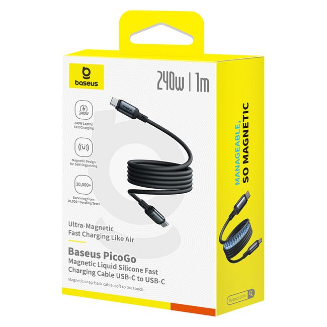 Cablu Type-C, 240W, Magnetic, 1m - Baseus PicoGo - Negru