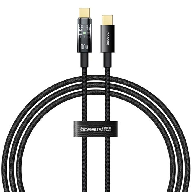 Cablu Type-C, Auto Shutdown, 100W, 1m - Baseus Explorer - Cluster Black