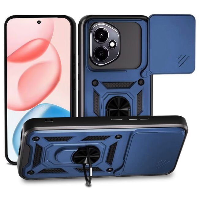 Husa pentru  Honor 400 Ring Armor Kickstand Tough Rugged Cover cu protectie camera, Albastru