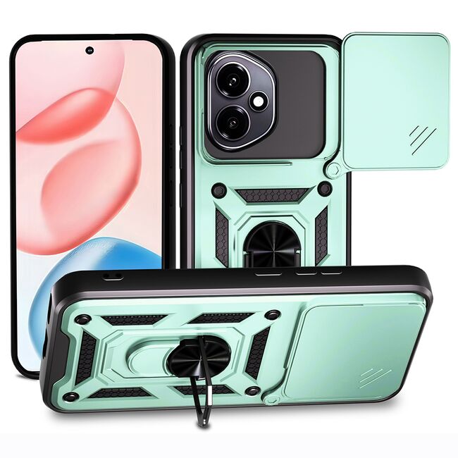 Husa pentru  Honor 400 Ring Armor Kickstand Tough Rugged Cover cu protectie camera, Verde