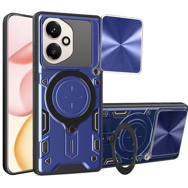 Husa pentru  Honor 400 cu protecție pentru cameră și suport magnetic integrat Ring Shockproof, Albastru
