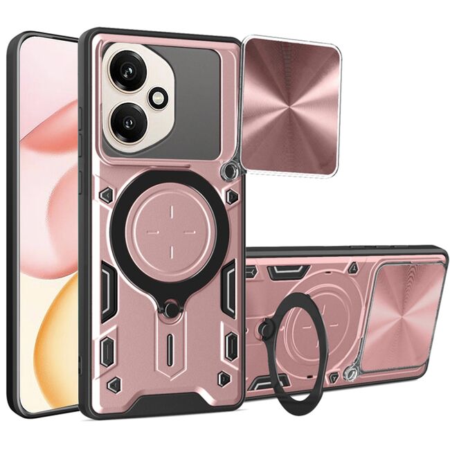 Husa pentru  Honor 400 cu protecție pentru cameră și suport magnetic integrat Ring Shockproof, Rose Gold