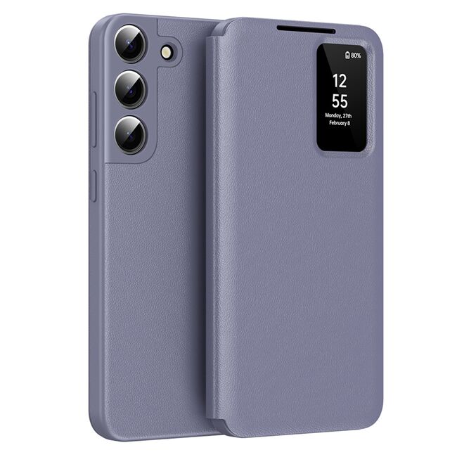 Husa pentru  Samsung Galaxy S22 Plus 5G Smart Window View Tip Carte – Design Premium, Vizualizare Inteligenta, Protectie 360°, Card Slot, Textura Mata Eleganta - Mov