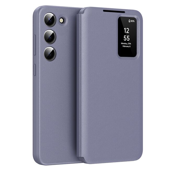 Husa pentru  Samsung Galaxy S23 Plus  Smart Window View Tip Carte – Design Premium, Vizualizare Inteligenta, Protectie 360°, Card Slot, Textura Mata Eleganta - Mov