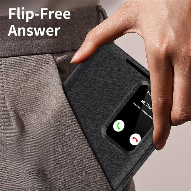 Husa pentru  Samsung Galaxy S23 Ultra 5G Smart Window View Tip Carte – Design Premium, Vizualizare Inteligenta, Protectie 360°, Card Slot, Textura Mata Eleganta - Negru