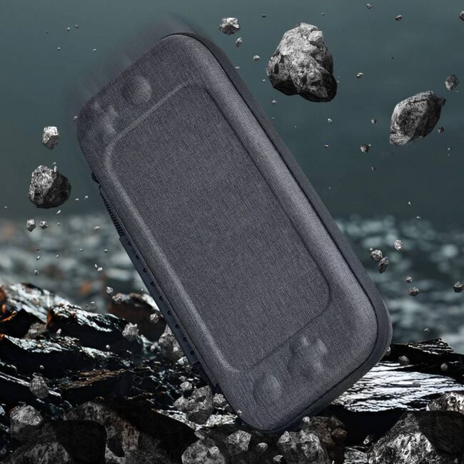 Husa durabila HardShield pentru Nintendo Switch 2 – Protectie Rigida, Compartiment pentru 10 Jocuri, Design Compact – Gri inchis