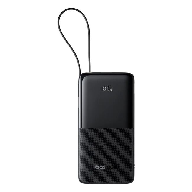 Power Bank 10000mAh, 20W, Cablu Incorporat Type-C - Baseus Bipow 2 - Negru