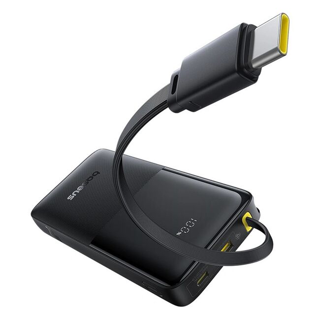 Power Bank 20000mAh, 20W, Cablu Incorporat Type-C - Baseus Bipow 2 - Negru