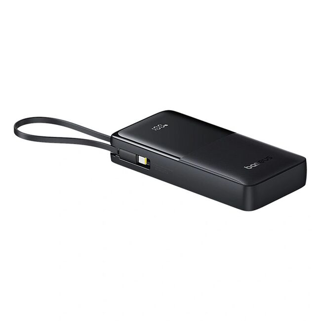 Power Bank 20000mAh, 20W, Cablu Incorporat Type-C - Baseus Bipow 2 - Negru