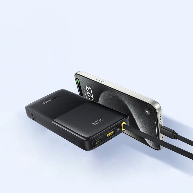 Power Bank 20000mAh, 20W, Cablu Incorporat Type-C - Baseus Bipow 2 - Alb
