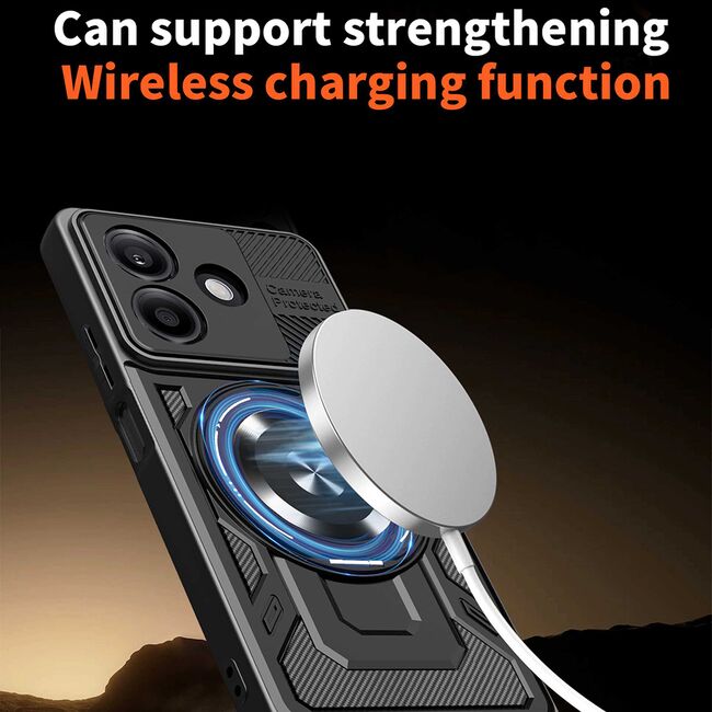 Husa pentru  Oppo A5 Pro 5G TitanX HaloStand Pro cu Inel Pivotant Magnetic 360° & Kickstand, Textura Carbon, protectie lentile - Mov