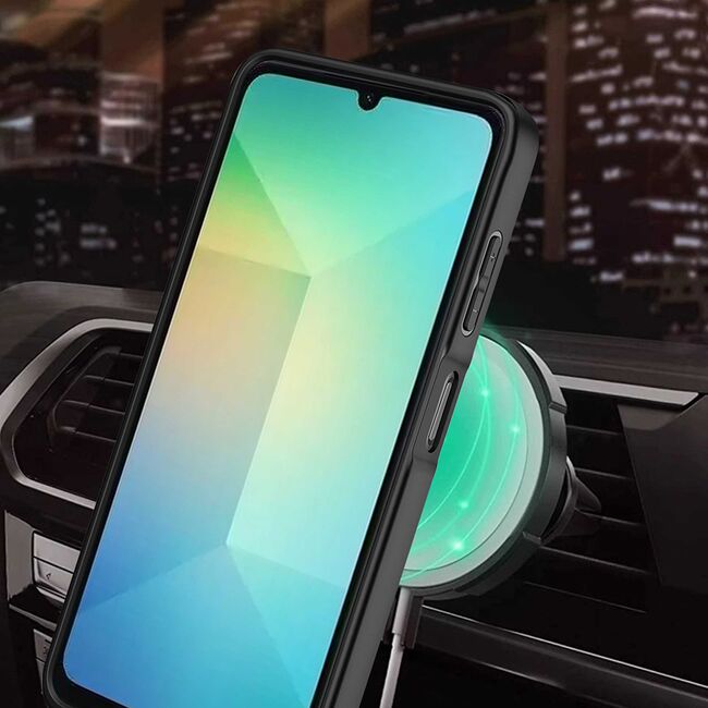 Husa pentru  Samsung Galaxy A06 TitanX HaloStand Pro cu Inel Pivotant Magnetic 360° & Kickstand, Textura Carbon, protectie lentile - Mov
