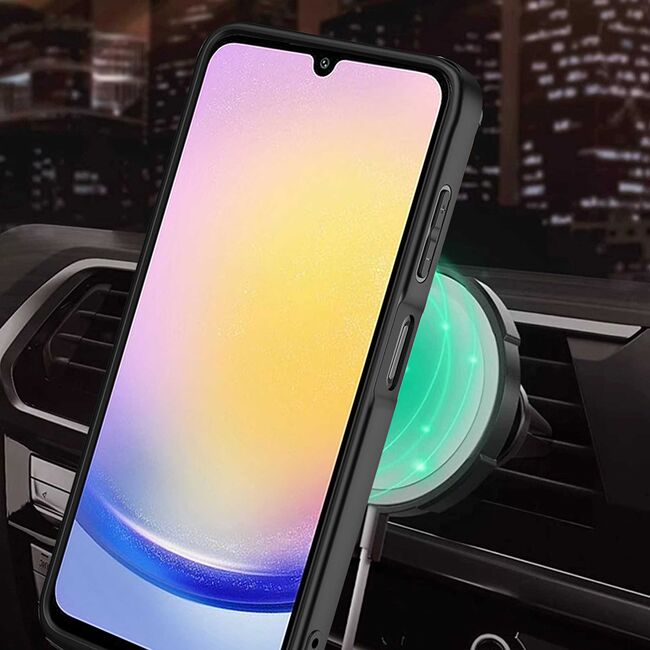 Husa pentru  Samsung Galaxy A25 TitanX HaloStand Pro cu Inel Pivotant Magnetic 360° & Kickstand, Textura Carbon, protectie lentile - Mov