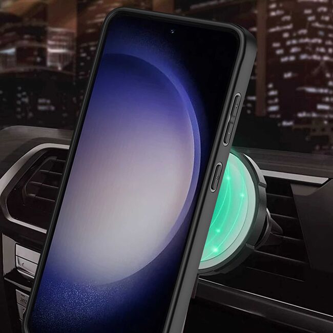 Husa pentru  Samsung Galaxy S23 TitanX HaloStand Pro cu Inel Pivotant Magnetic 360° & Kickstand, Textura Carbon, protectie lentile - Mov