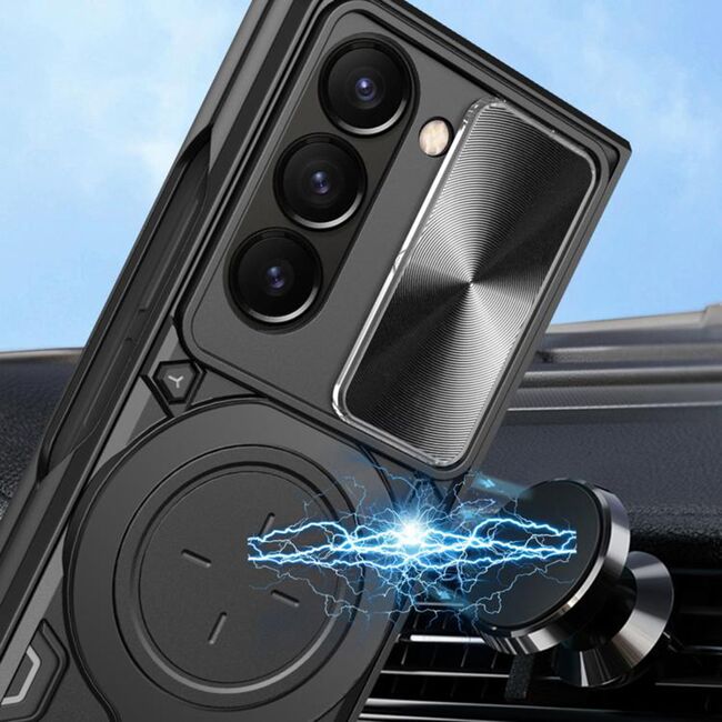 Husa pentru  Samsung Galaxy Z Fold 7 cu protecție pentru cameră și suport magnetic integrat Ring Shockproof, Mov