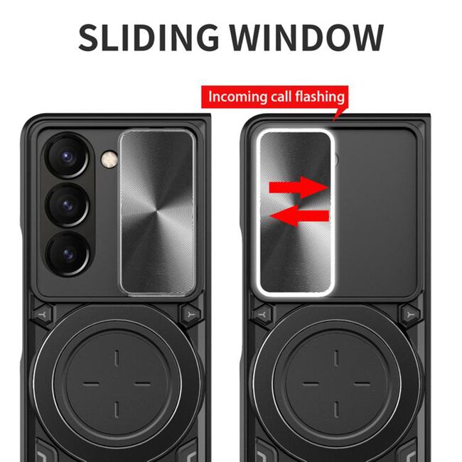 Husa pentru  Samsung Galaxy Z Fold 7 cu protecție pentru cameră și suport magnetic integrat Ring Shockproof, Rosu