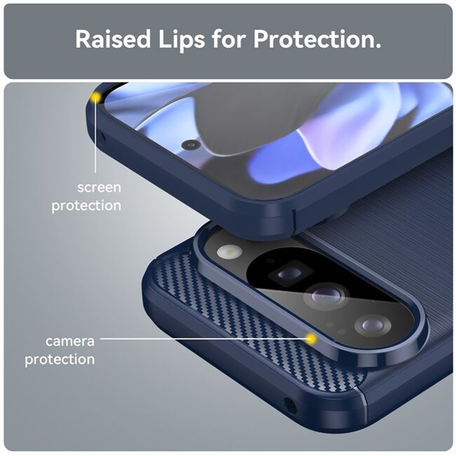 Husa pentru Google Pixel 10 / 10 Pro Carbon Liquid Silicone, Albastru