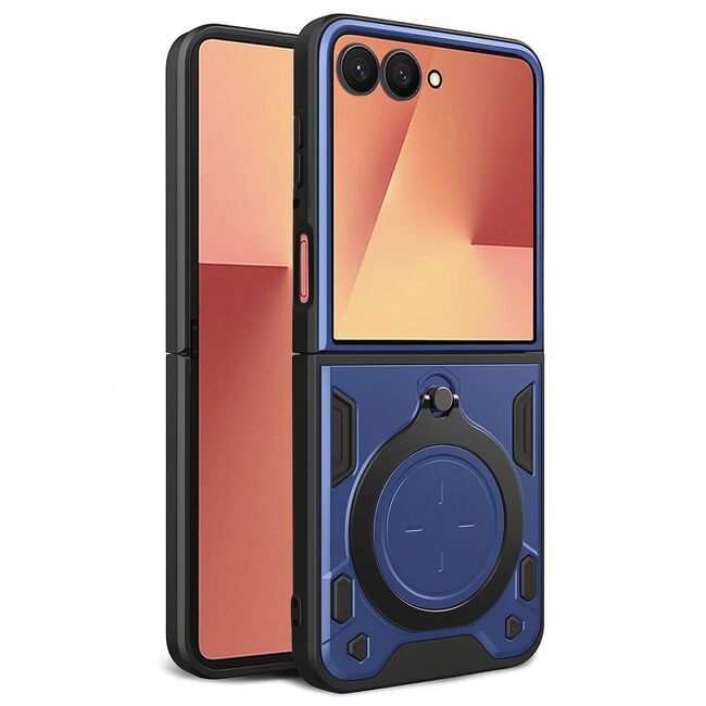 Husa pentru Samsung Galaxy Z Flip 7 cu suport magnetic integrat Ring Shockproof, Albastru