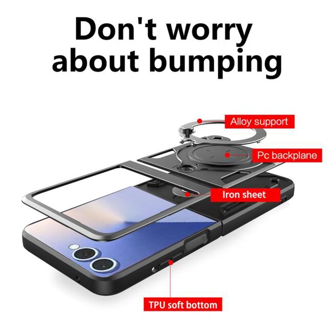 Husa pentru Samsung Galaxy Z Flip 7 cu suport magnetic integrat Ring Shockproof, Mov