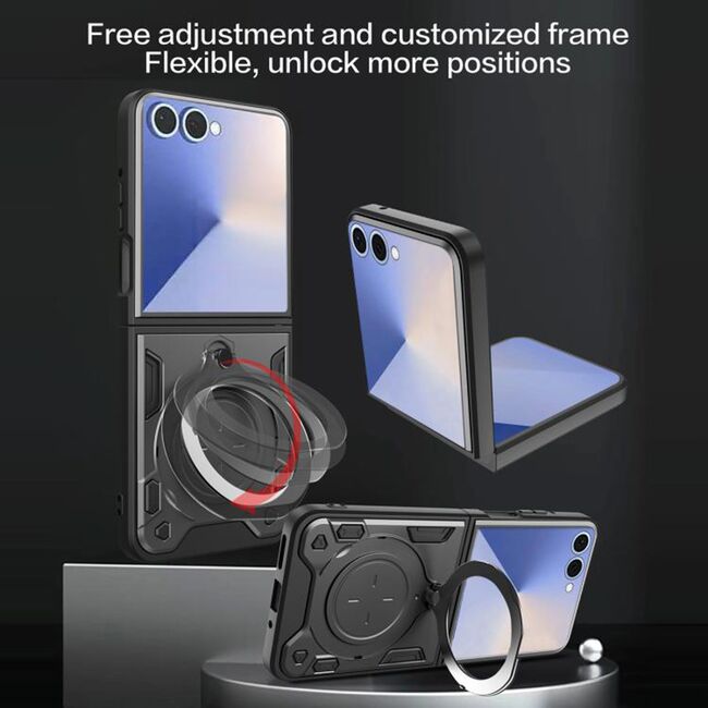 Husa pentru Samsung Galaxy Z Flip 7 cu suport magnetic integrat Ring Shockproof, Mov