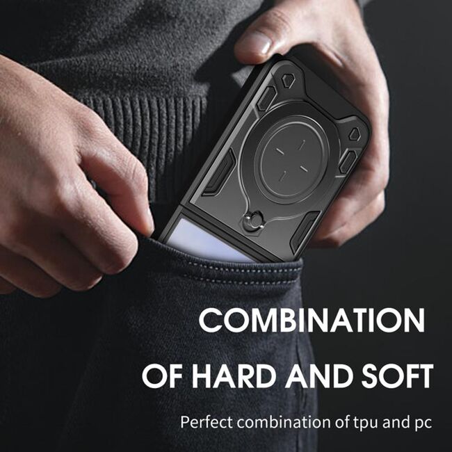 Husa pentru Samsung Galaxy Z Flip 7 cu suport magnetic integrat Ring Shockproof, Mov