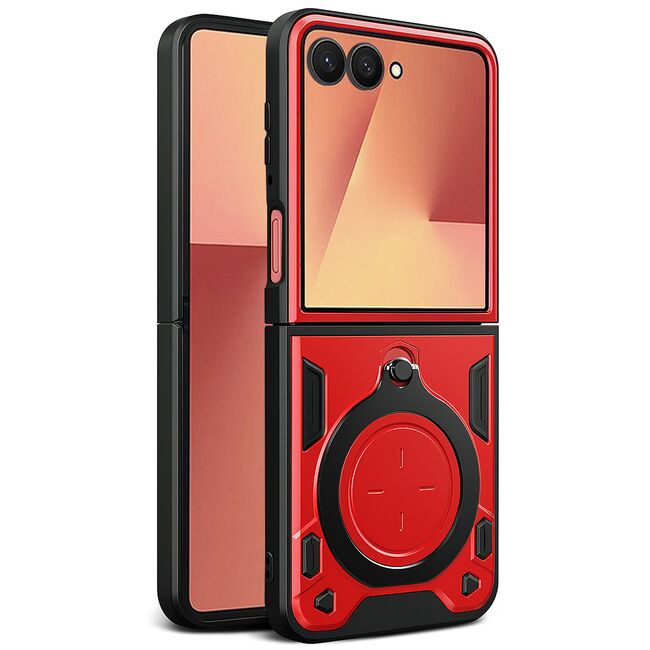 Husa pentru Samsung Galaxy Z Flip 7 cu suport magnetic integrat Ring Shockproof, Rosu