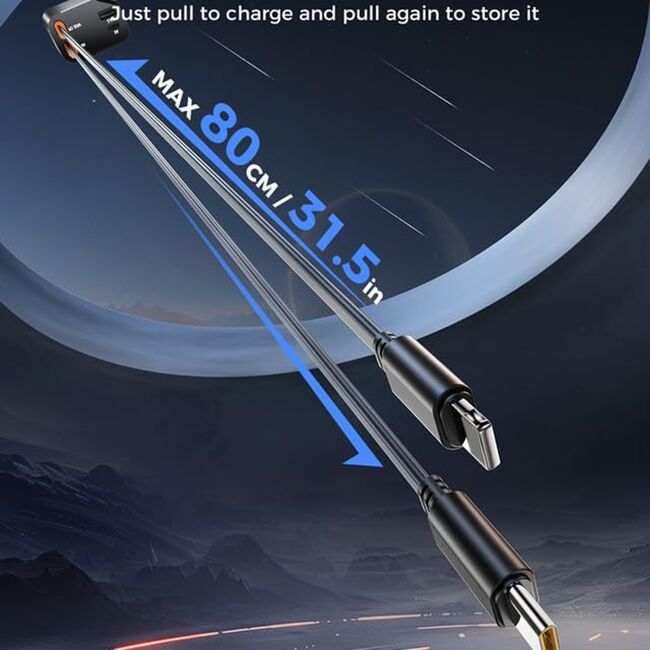 Incarcator pentru Masina USB, Type-C, Cabluri Retractabile USB-C, Lightning, USB 2.4A, PD30W, 69W, 180° - Techsuit NanoVoltX (C1) - Gri