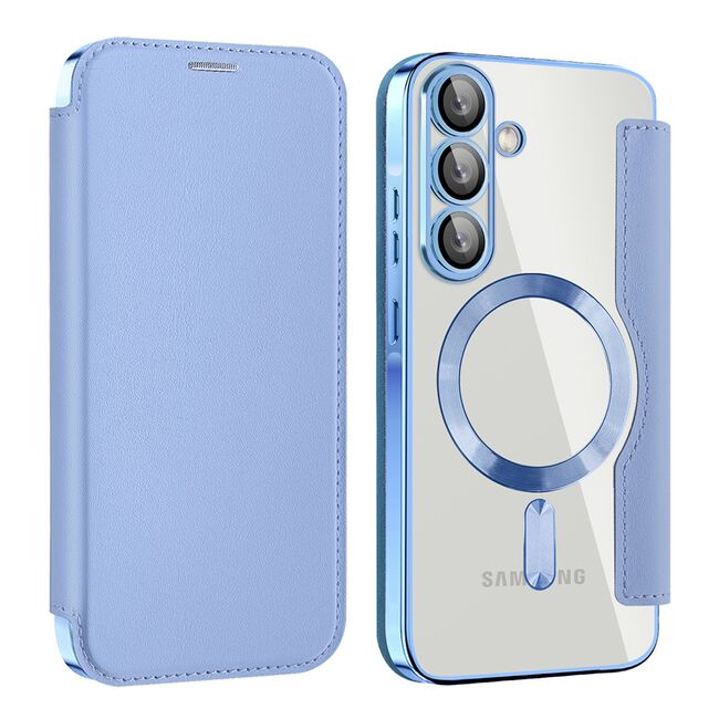 Husa pentru  Samsung Galaxy A56 EliteBook Executive Tip Carte cu Protectie RFID, Compatibilitate MagSafe si protectie lentile Transparent - Albastru deschis