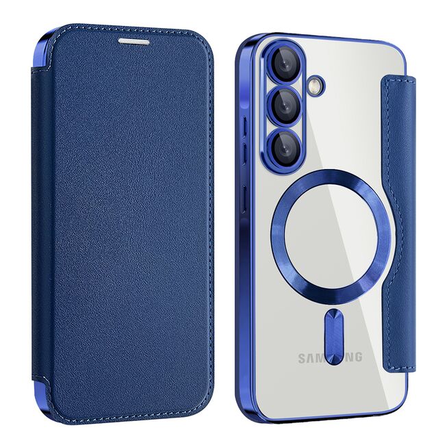 Husa pentru  Samsung Galaxy A56 EliteBook Executive Tip Carte cu Protectie RFID, Compatibilitate MagSafe si protectie lentile Transparent - Albastru