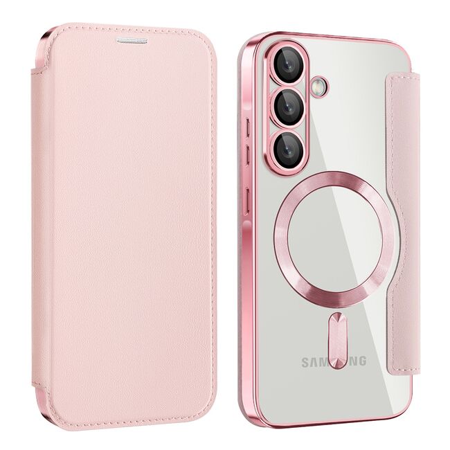 Husa pentru  Samsung Galaxy A56 EliteBook Executive Tip Carte cu Protectie RFID, Compatibilitate MagSafe si protectie lentile Transparent - Roz