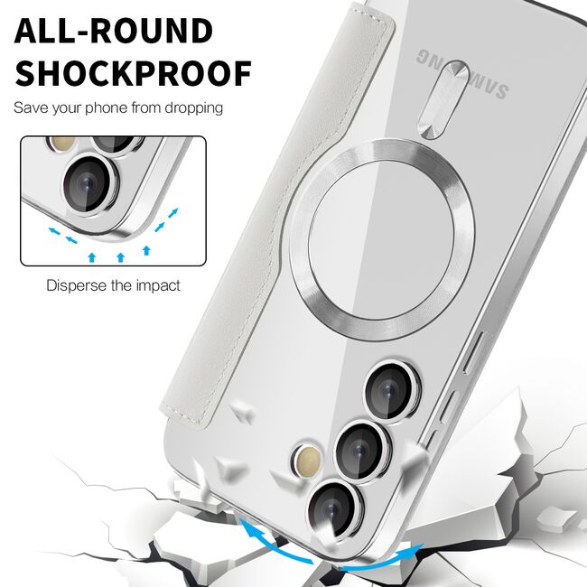 Husa pentru  Samsung Galaxy S23 Plus  EliteBook Executive Tip Carte cu Protectie RFID, Compatibilitate MagSafe si protectie lentile Transparent - Maro