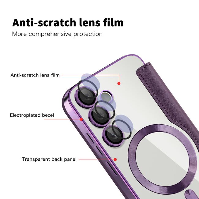 Husa pentru  Samsung Galaxy S23 Plus  EliteBook Executive Tip Carte cu Protectie RFID, Compatibilitate MagSafe si protectie lentile Transparent - Mov