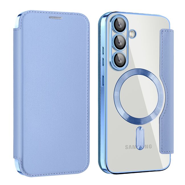 Husa pentru  Samsung Galaxy S25+ EliteBook Executive Tip Carte cu Protectie RFID, Compatibilitate MagSafe si protectie lentile Transparent - Albastru deschis