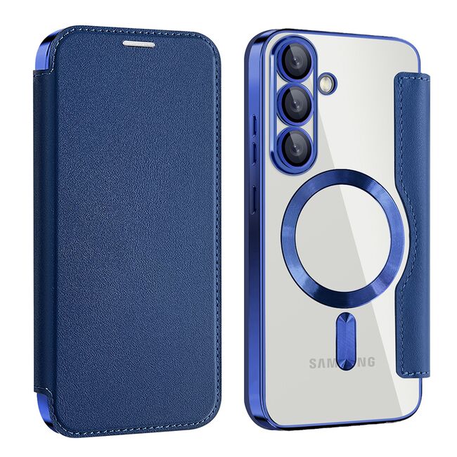 Husa pentru  Samsung Galaxy S25+ EliteBook Executive Tip Carte cu Protectie RFID, Compatibilitate MagSafe si protectie lentile Transparent - Albastru