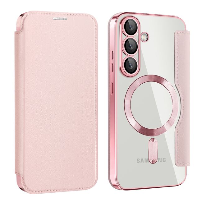 Husa pentru  Samsung Galaxy S25+ EliteBook Executive Tip Carte cu Protectie RFID, Compatibilitate MagSafe si protectie lentile Transparent - Roz