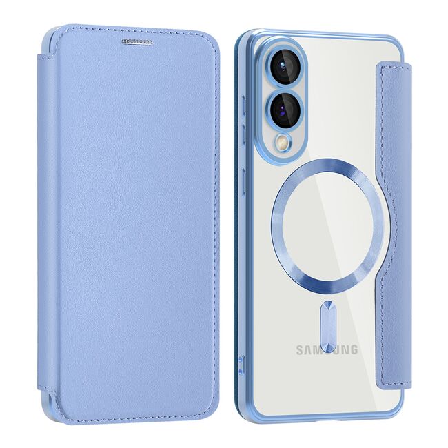 Husa pentru  Samsung Galaxy S25 Edge EliteBook Executive Tip Carte cu Protectie RFID, Compatibilitate MagSafe si protectie lentile Transparent - Albastru deschis