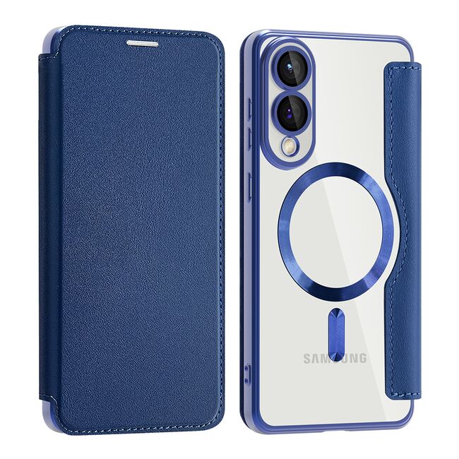 Husa pentru  Samsung Galaxy S25 Edge EliteBook Executive Tip Carte cu Protectie RFID, Compatibilitate MagSafe si protectie lentile Transparent - Albastru