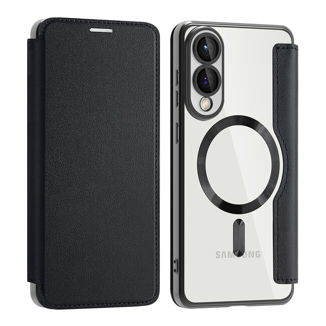 Husa pentru  Samsung Galaxy S25 Edge EliteBook Executive Tip Carte cu Protectie RFID, Compatibilitate MagSafe si protectie lentile Transparent - Negru