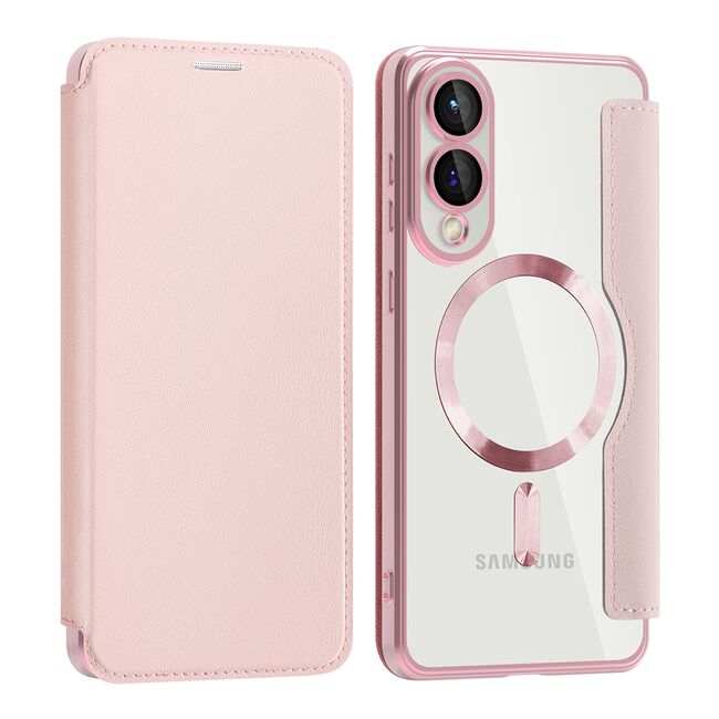 Husa pentru  Samsung Galaxy S25 Edge EliteBook Executive Tip Carte cu Protectie RFID, Compatibilitate MagSafe si protectie lentile Transparent - Roz