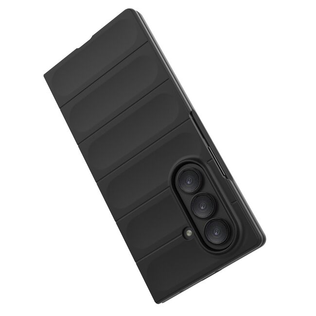 Husa pentru  Samsung Galaxy Z Fold 7 Liquid Silicone, Microfibre Lining, Non-Slip Airbag Design, Negru