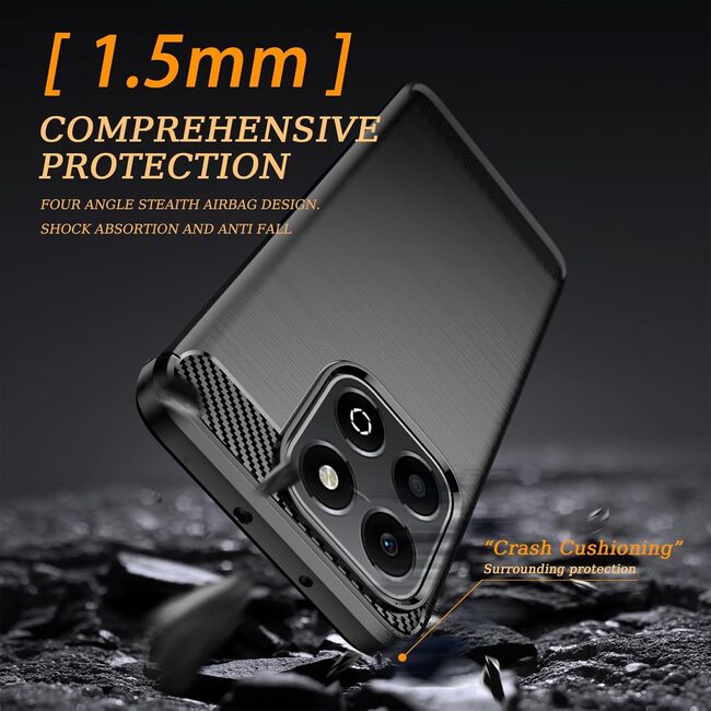 Husa pentru Honor X6c Carbon Liquid Silicone, Negru