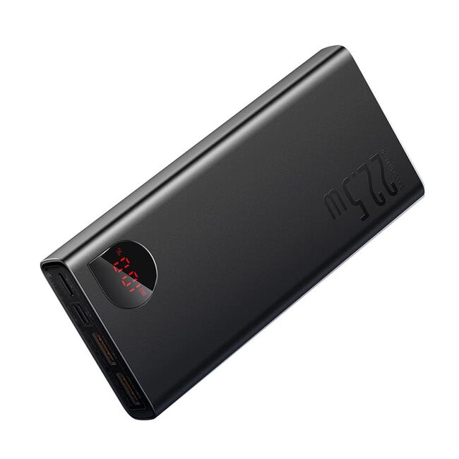 Acumulator Extern 2x USB, Type-C, Lightning, Micro-USB, Fast Charging, 22.5W, 20000mAh + Cablu Type-C- Baseus Adaman - Negru