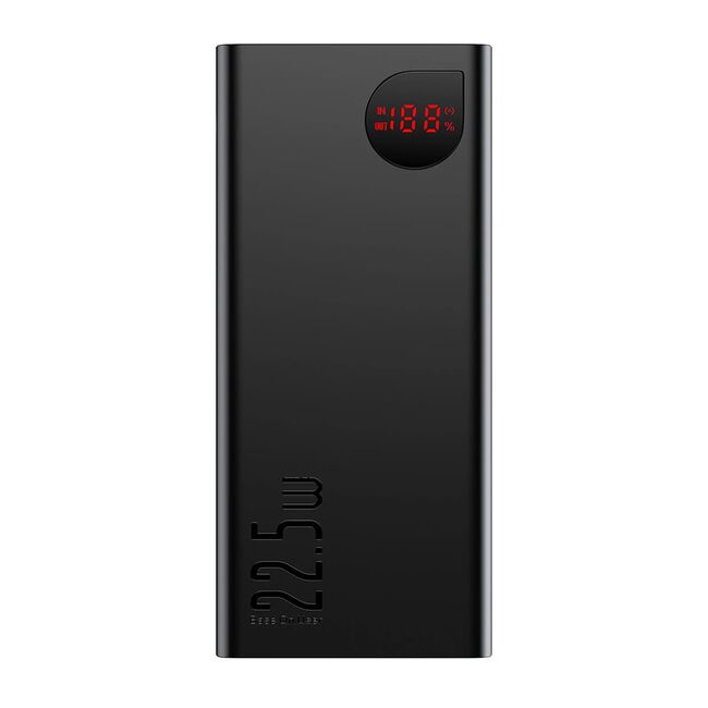 Acumulator Extern 2x USB, Type-C, Lightning, Micro-USB, Fast Charging, 22.5W, 20000mAh + Cablu Type-C- Baseus Adaman - Negru