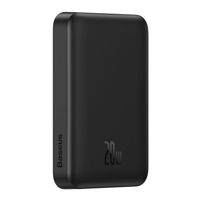 Baterie Externa USB-C, MagSafe, 10000mAh, 20W + Cablu Type-C, 60W, 30cm - Baseus Magnetic Mini - Negru