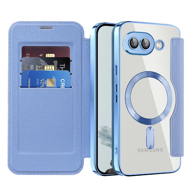 Husa pentru  Google Pixel 9A EliteBook Executive Tip Carte cu Protectie RFID, Compatibilitate MagSafe si protectie lentile Transparent - Albastru deschis