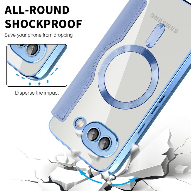Husa pentru  Google Pixel 9A EliteBook Executive Tip Carte cu Protectie RFID, Compatibilitate MagSafe si protectie lentile Transparent - Albastru deschis