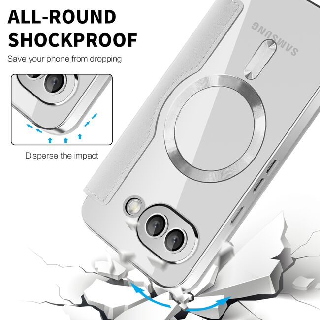 Husa pentru  Google Pixel 9A EliteBook Executive Tip Carte cu Protectie RFID, Compatibilitate MagSafe si protectie lentile Transparent - Argintiu